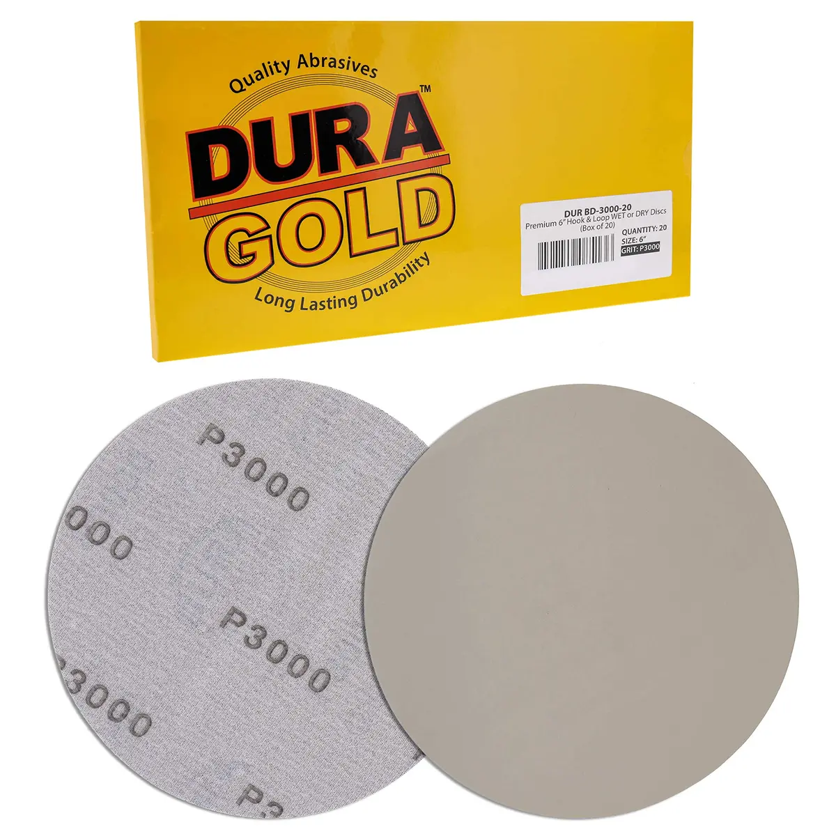 Dura-Gold 6 inch Wet or Dry Sanding Discs 3000 Grit (20-Pack) | Hook & Loop for Orbital Sanders - view 3