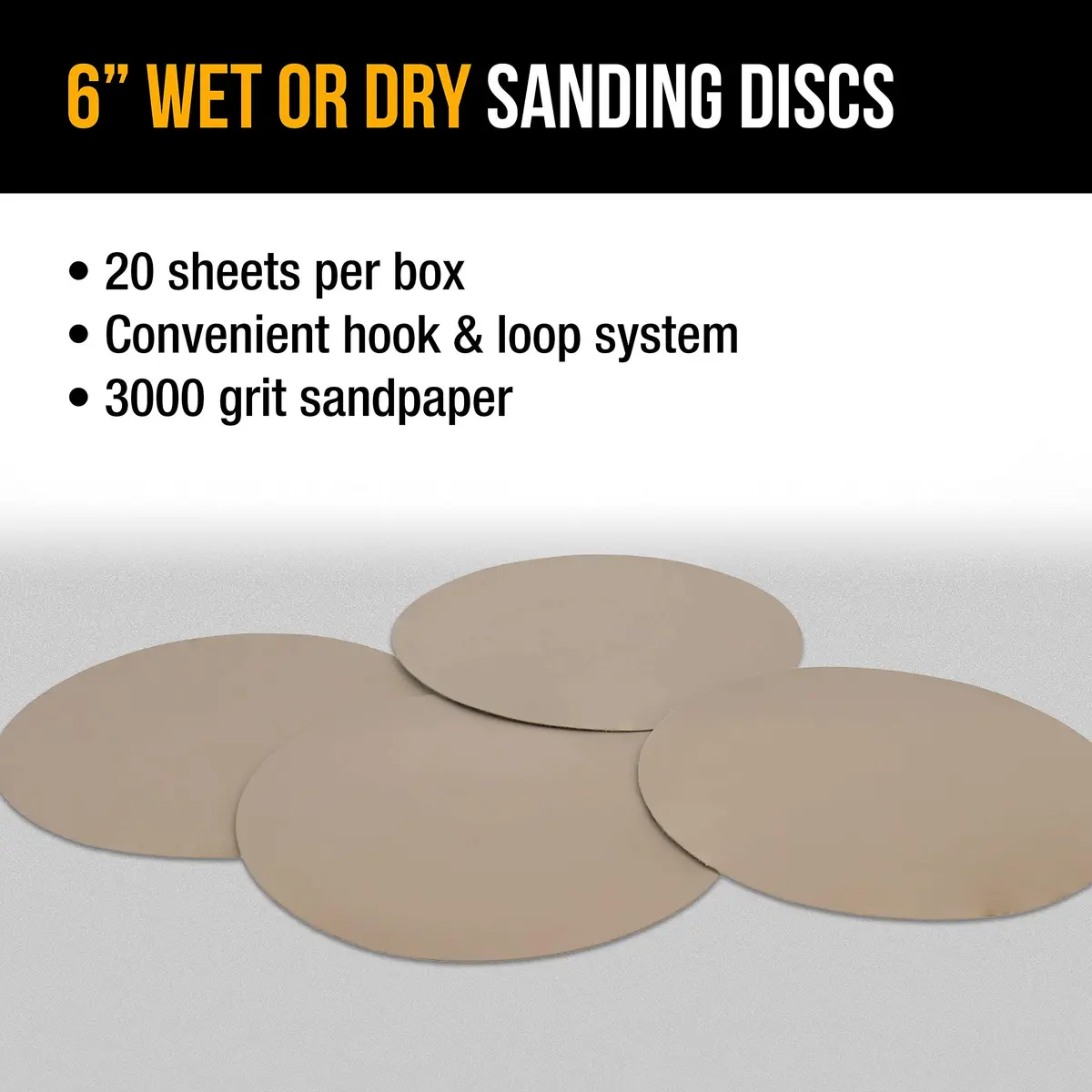 Dura-Gold 6 inch Wet or Dry Sanding Discs 3000 Grit (20-Pack) | Hook & Loop for Orbital Sanders - view 4
