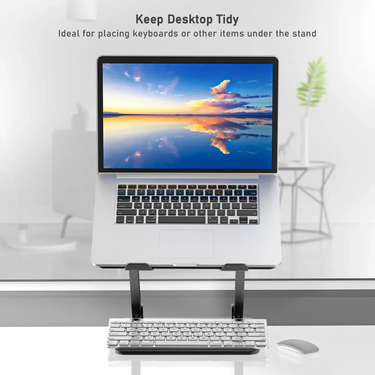 BoYata Adjustable Laptop Stand for Laptops up to 17 Inches | Black Metal Desktop Riser - view 7
