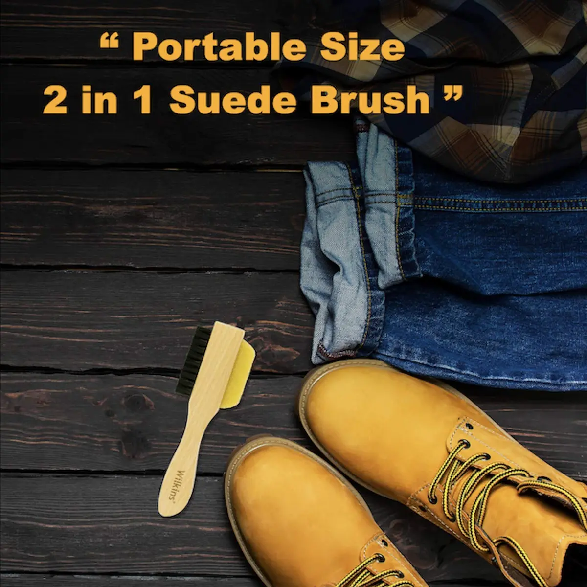 Wilkins Suede Shoe Cleaner Brush - Yellow Rubber Suede Eraser with Soft Bristle Brush, 52g (1.8 oz) | Cleans Suede & Nubuck Without Water - view 5