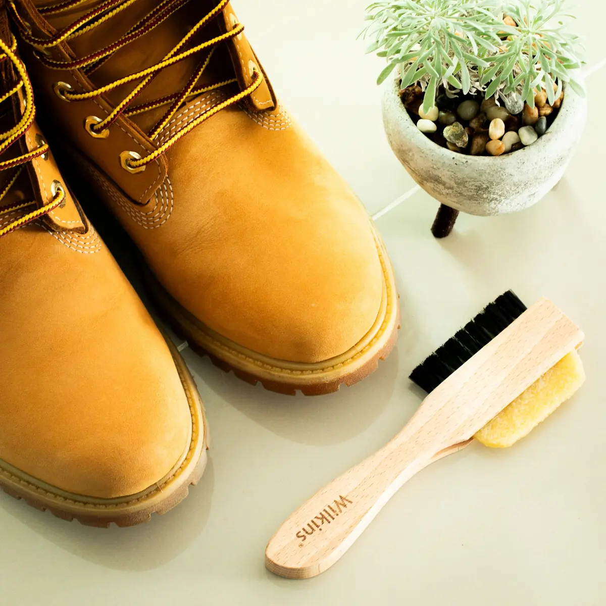 Wilkins Suede Shoe Cleaner Brush - Yellow Rubber Suede Eraser with Soft Bristle Brush, 52g (1.8 oz) | Cleans Suede & Nubuck Without Water - view 2