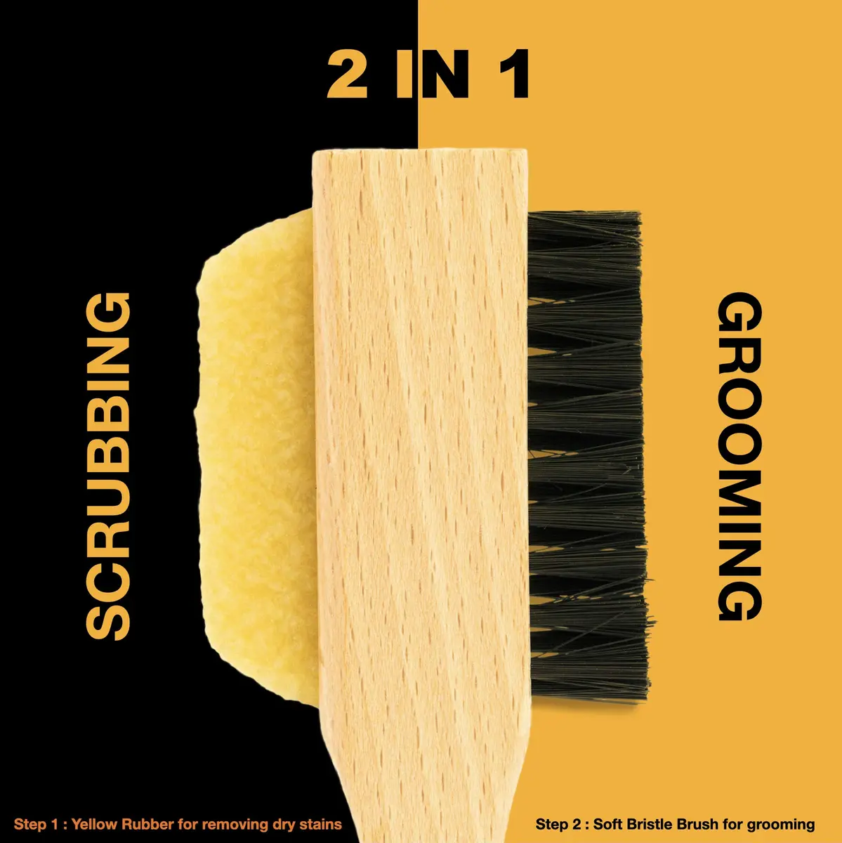 Wilkins Suede Shoe Cleaner Brush - Yellow Rubber Suede Eraser with Soft Bristle Brush, 52g (1.8 oz) | Cleans Suede & Nubuck Without Water - view 4