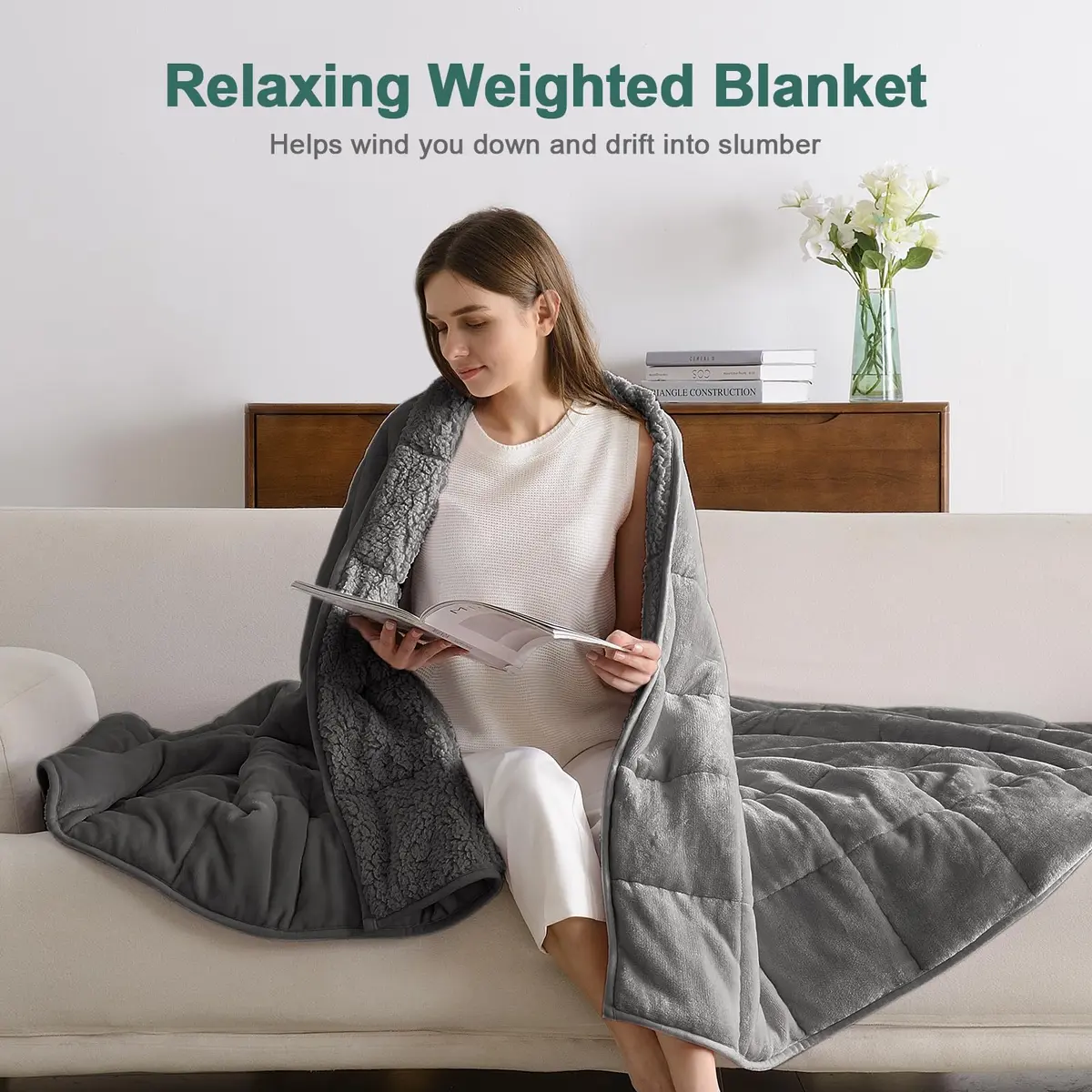 Lofus Weighted Blanket 15 lbs Queen Size 60" x 80" | Deep Sleep & Relaxation - view 5