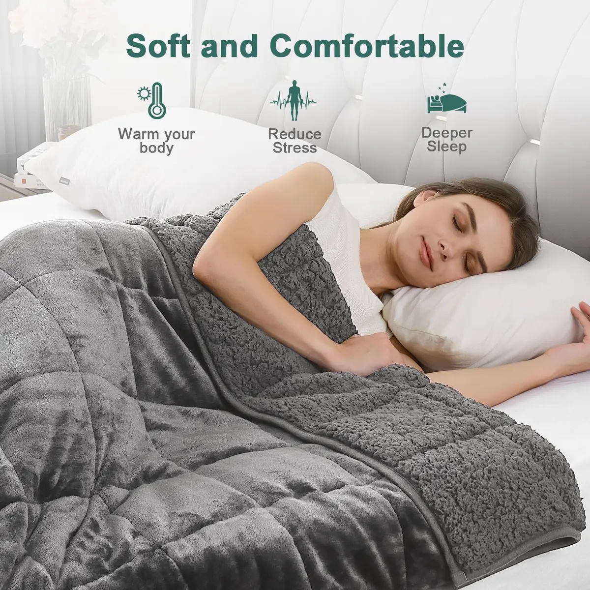 Lofus Weighted Blanket 15 lbs Queen Size 60" x 80" | Deep Sleep & Relaxation - view 3
