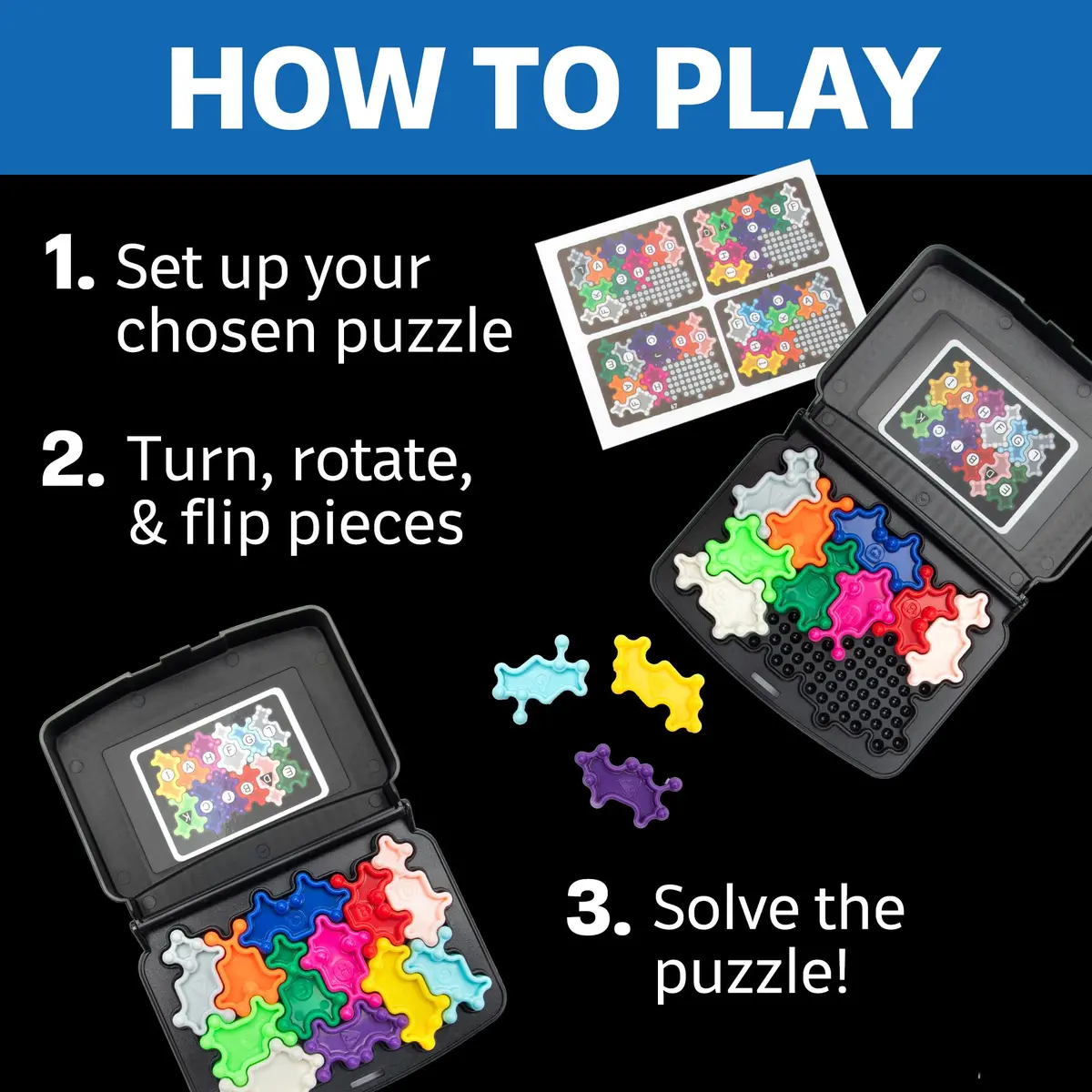 Educational Insights Kanoodle Cosmic Puzzle Game for Kids & Adults | 200 Brain Teasers, Space Theme, Portable, Ages 7+ - view 3