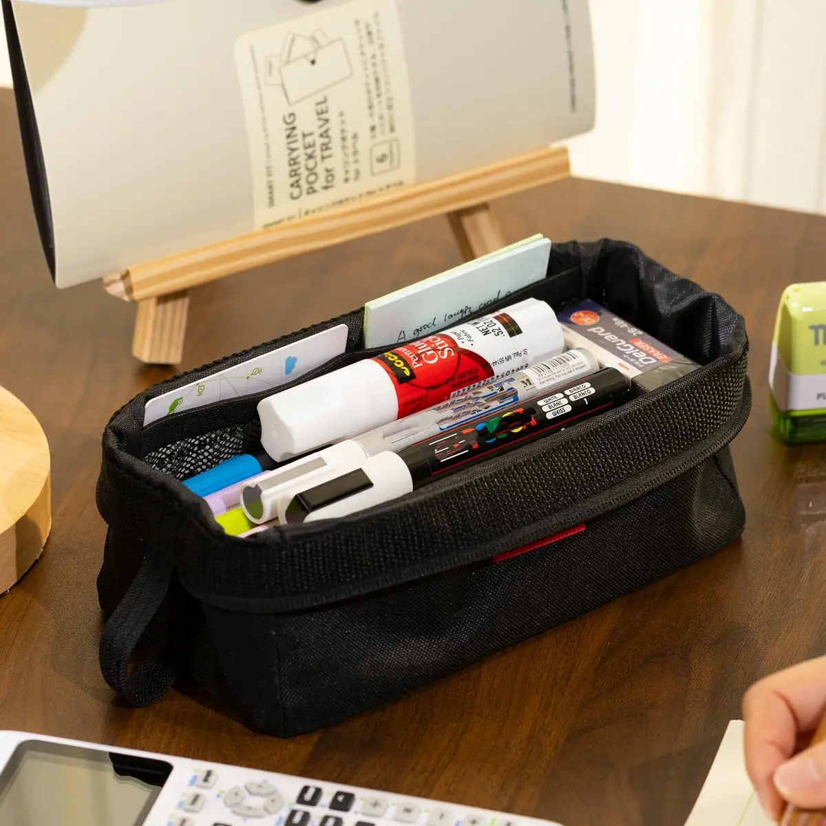 CICIMELON Multifunctional Pencil Pen Marker Case Pouch Bag Holder Small Cute Capacity for High Middle Primary School Student Aesthetic Teen Girl Boy Office Men Women Nurse Adults Portable (Black) - view 2