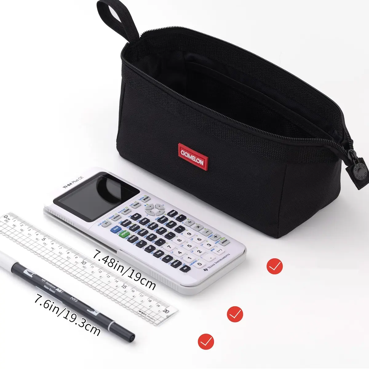 CICIMELON Multifunctional Pencil Pen Marker Case Pouch Bag Holder Small Cute Capacity for High Middle Primary School Student Aesthetic Teen Girl Boy Office Men Women Nurse Adults Portable (Black) - view 4