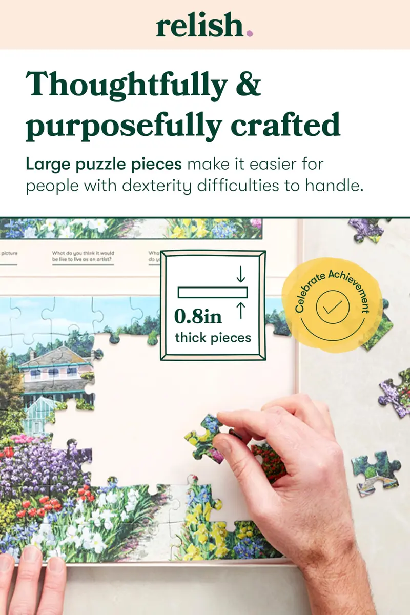Relish Dementia Puzzles for Adults 63 Piece Monet's Garden | Memory Support & Engagement - view 3