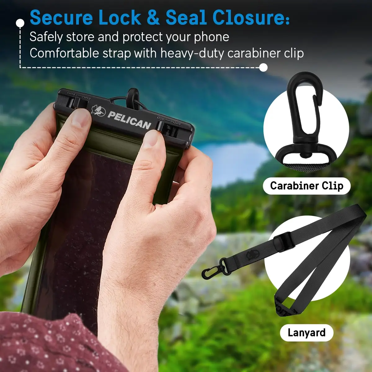 Pelican Waterproof Phone Pouch (Regular) - Olive Green | IP68 Floating Waterproof Case with Touchscreen Access - view 4