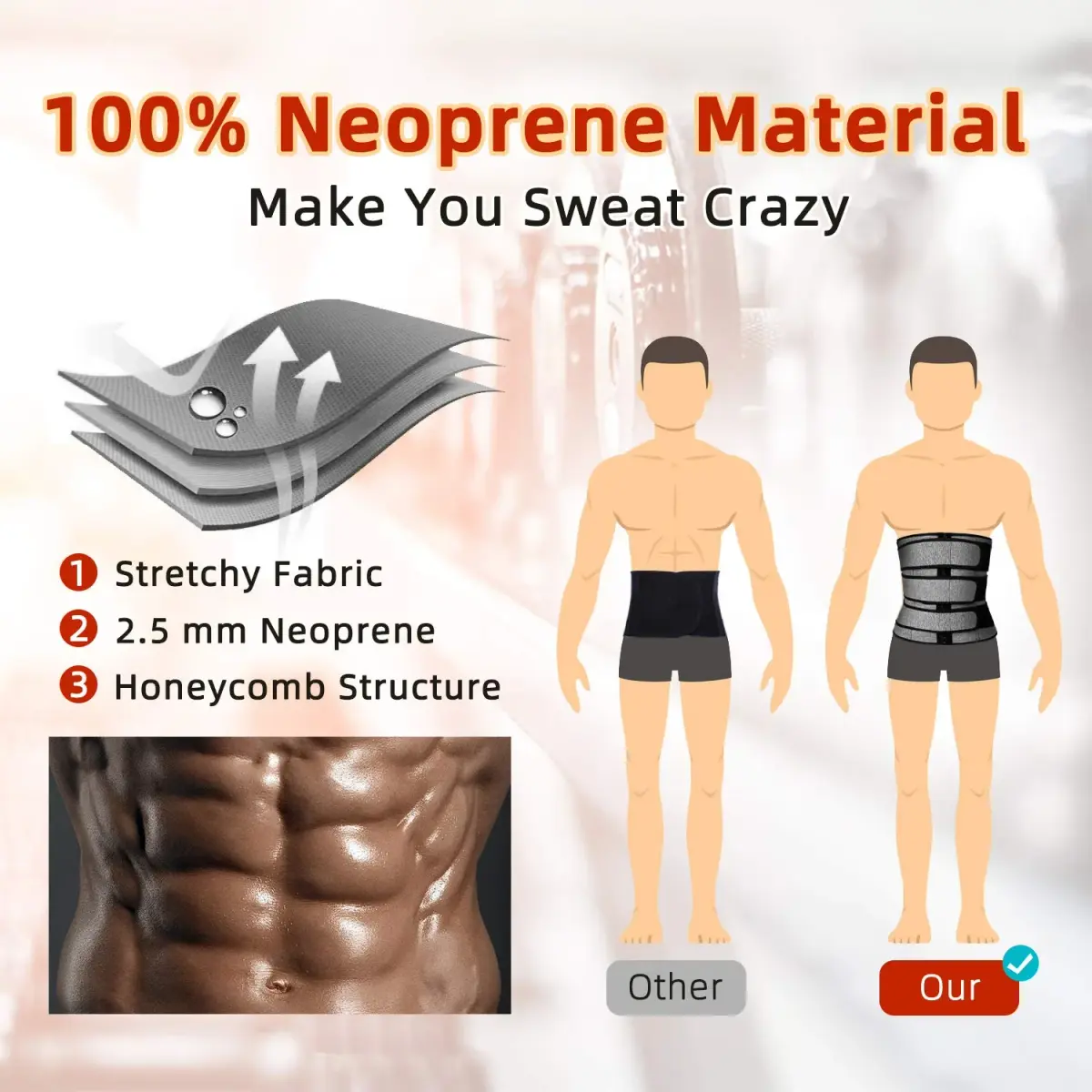 Hidyliu Grey Waist Trainer Neoprene Sauna Sweat Trimmer Belt with 3 Belts & 4 Rows Hook - 3X-Large - view 4