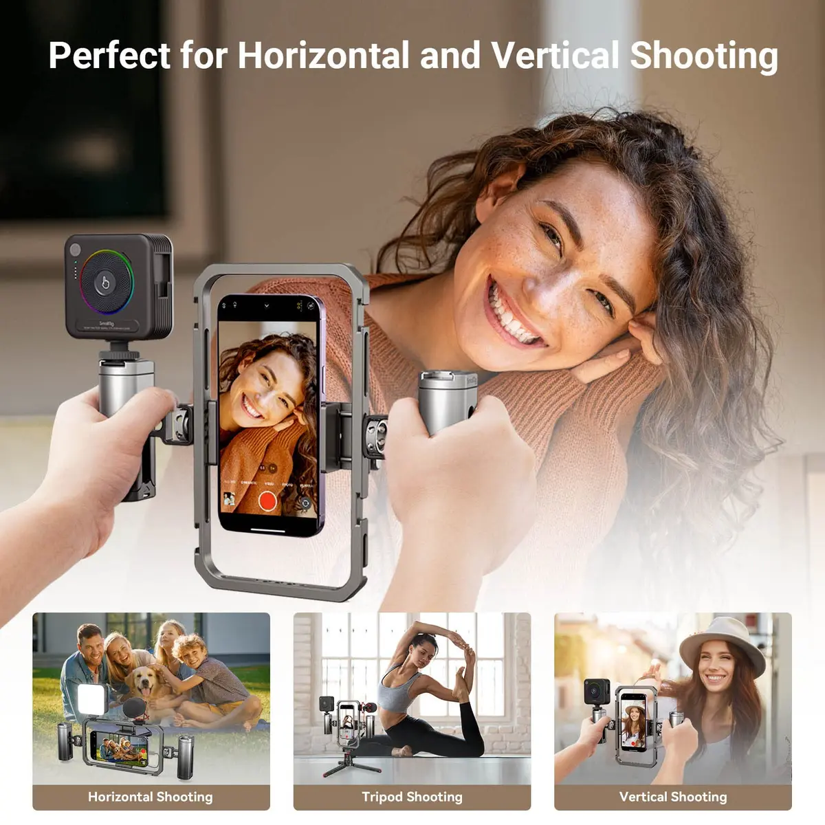 SmallRig Universal Smartphone Video Rig 2791B | Aluminum Alloy Phone Cage with Cold Shoe Mount for Mic/LED, Perfect for Filmmaking/Vlogging - view 5