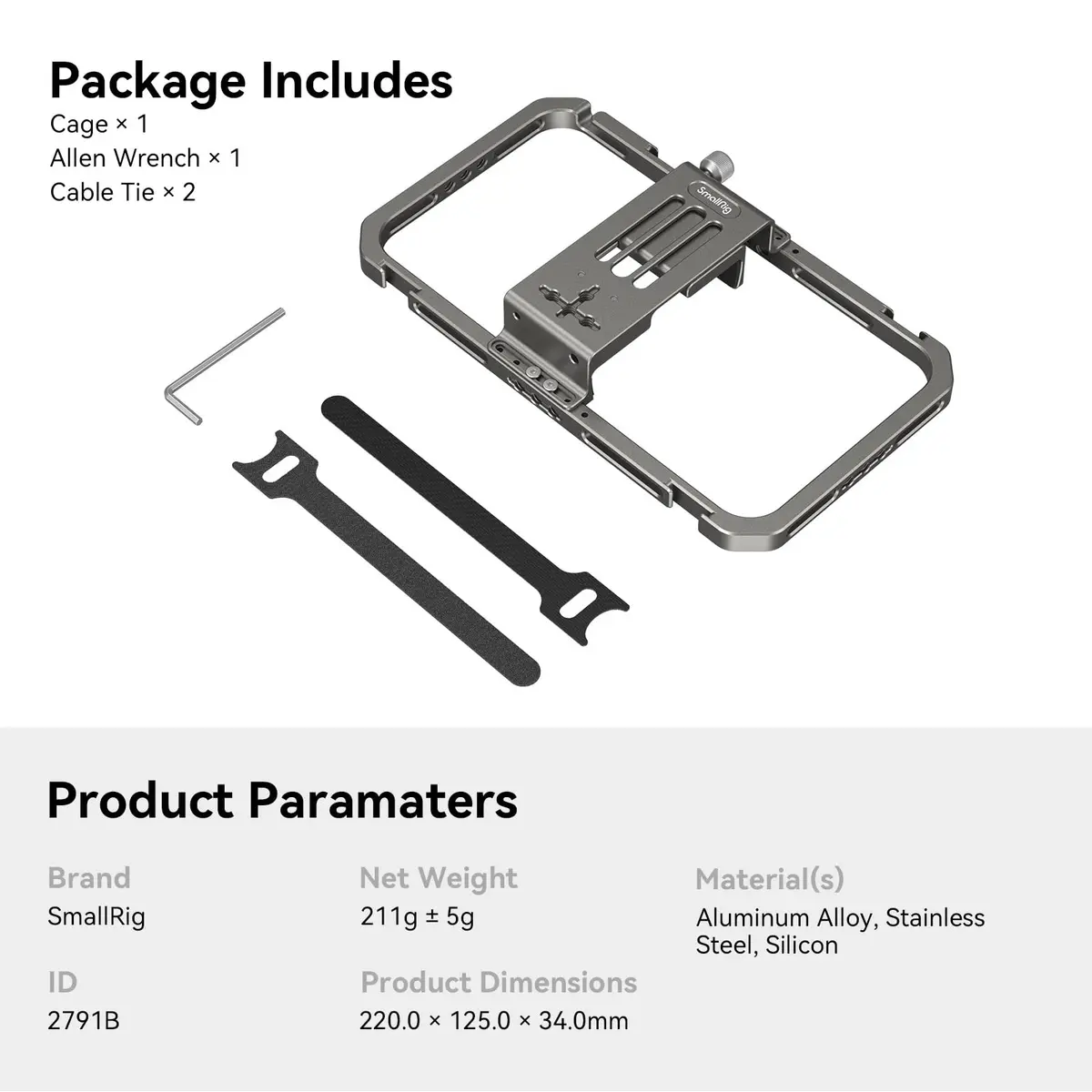 SmallRig Universal Smartphone Video Rig 2791B | Aluminum Alloy Phone Cage with Cold Shoe Mount for Mic/LED, Perfect for Filmmaking/Vlogging - view 6