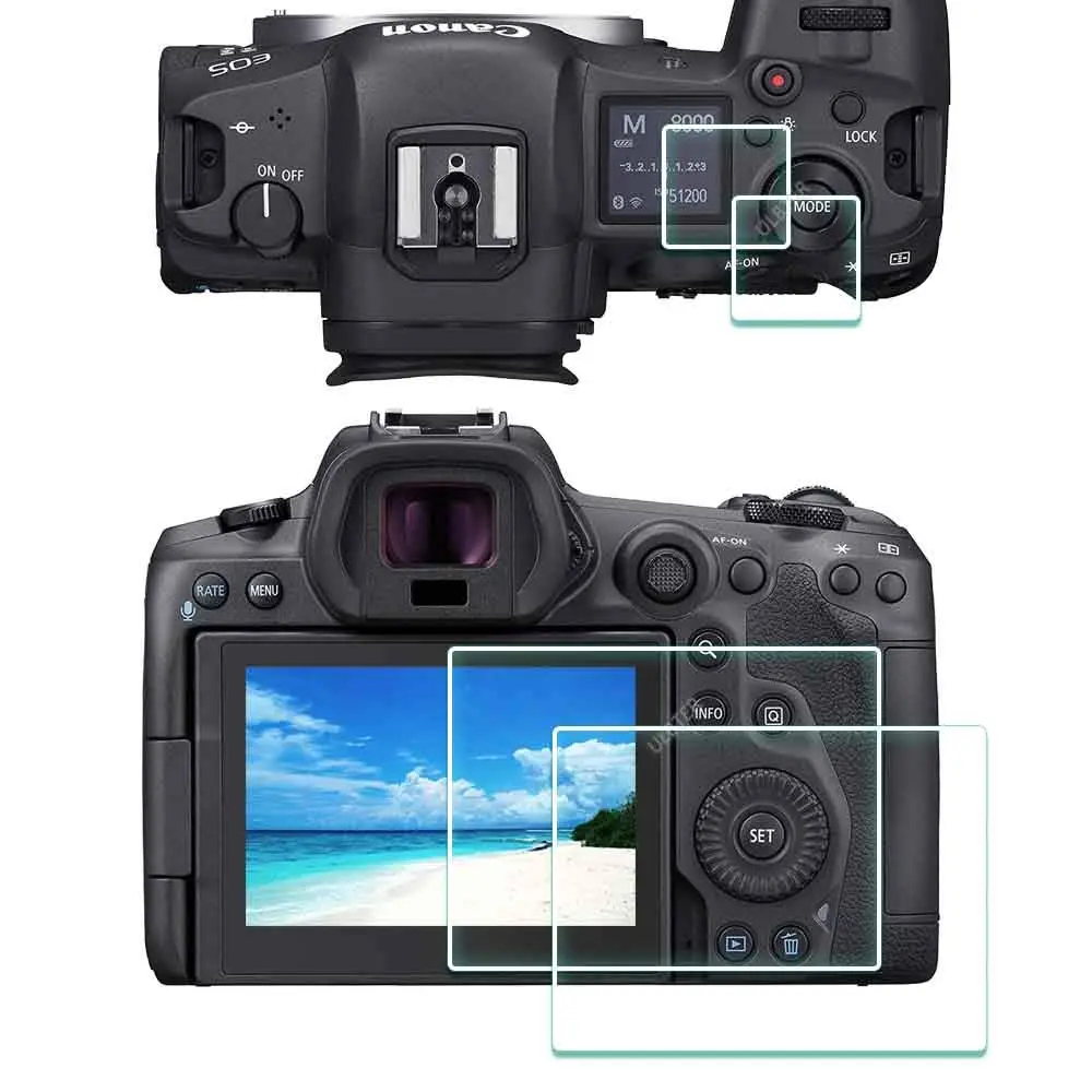 ULBTER Tempered Glass Screen Protector for Canon EOS R5 LCD & Top Screen | 9H Hardness, 99.99% HD Clarity (2+2 Pack) - main product image