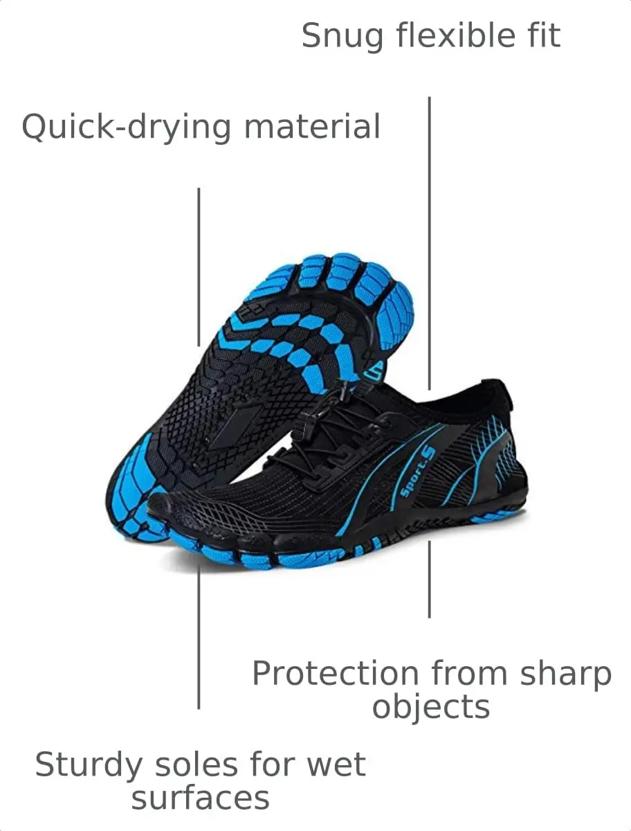 WateLves Water Shoes for Men Women Barefoot Quick-Dry Aqua Sock | Outdoor Athletic Sport Shoes (M-Black/Blue, 40) - view 3