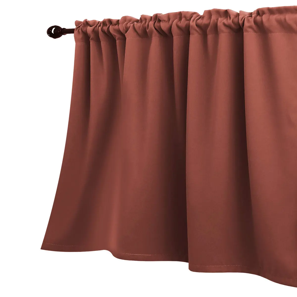 KOUFALL Terracotta Curtain Valances for Kitchen Windows | Blackout, Rustic Farmhouse Style, 52x18 inch - main product image