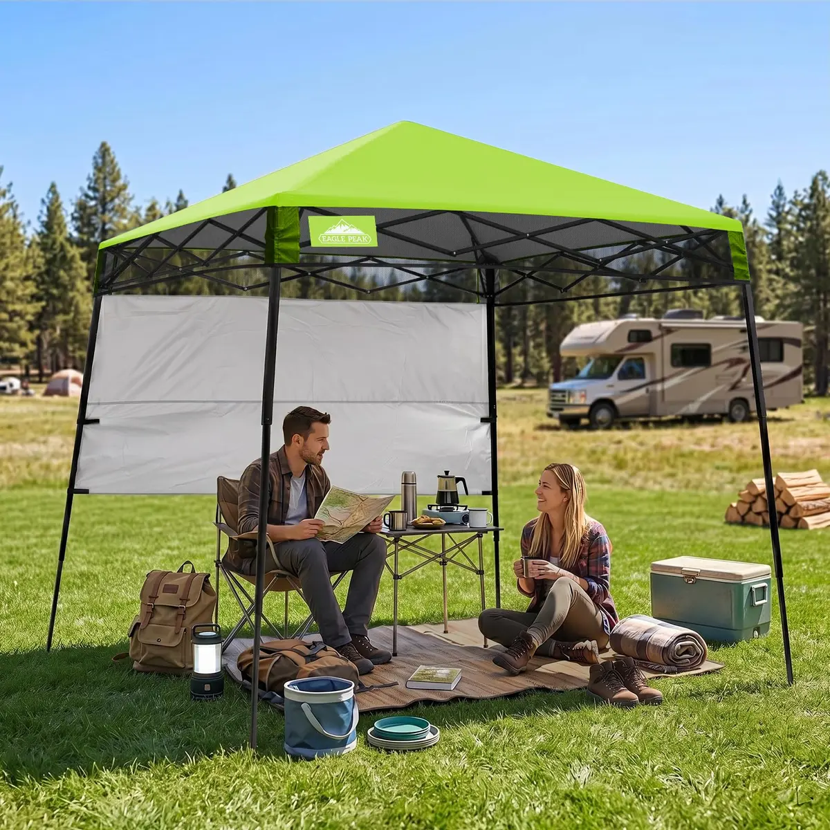 EAGLE PEAK 8x8 Pop Up Canopy Tent, Compact Backpack, Green | Portable Sun Shelter for Outdoors - view 5