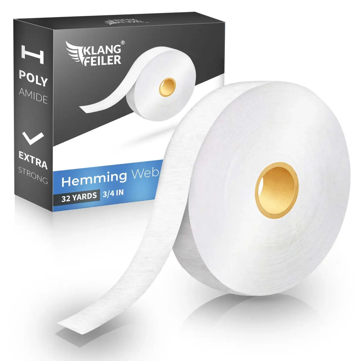 Klangfeiler Iron On Hemming Tape for Curtains & Trousers, 2cm (0.75 Inch) x 32 Yards | Extra Strong Fabric Bonding - main product image