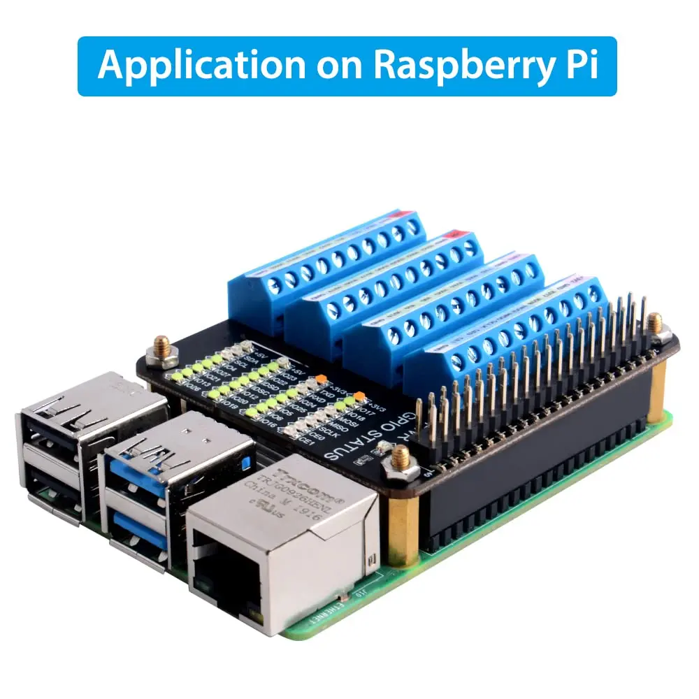 GeeekPi GPIO Screw Terminal Block Breakout Board HAT for Raspberry Pi | GPIO Expansion Module with Status LEDs - view 5