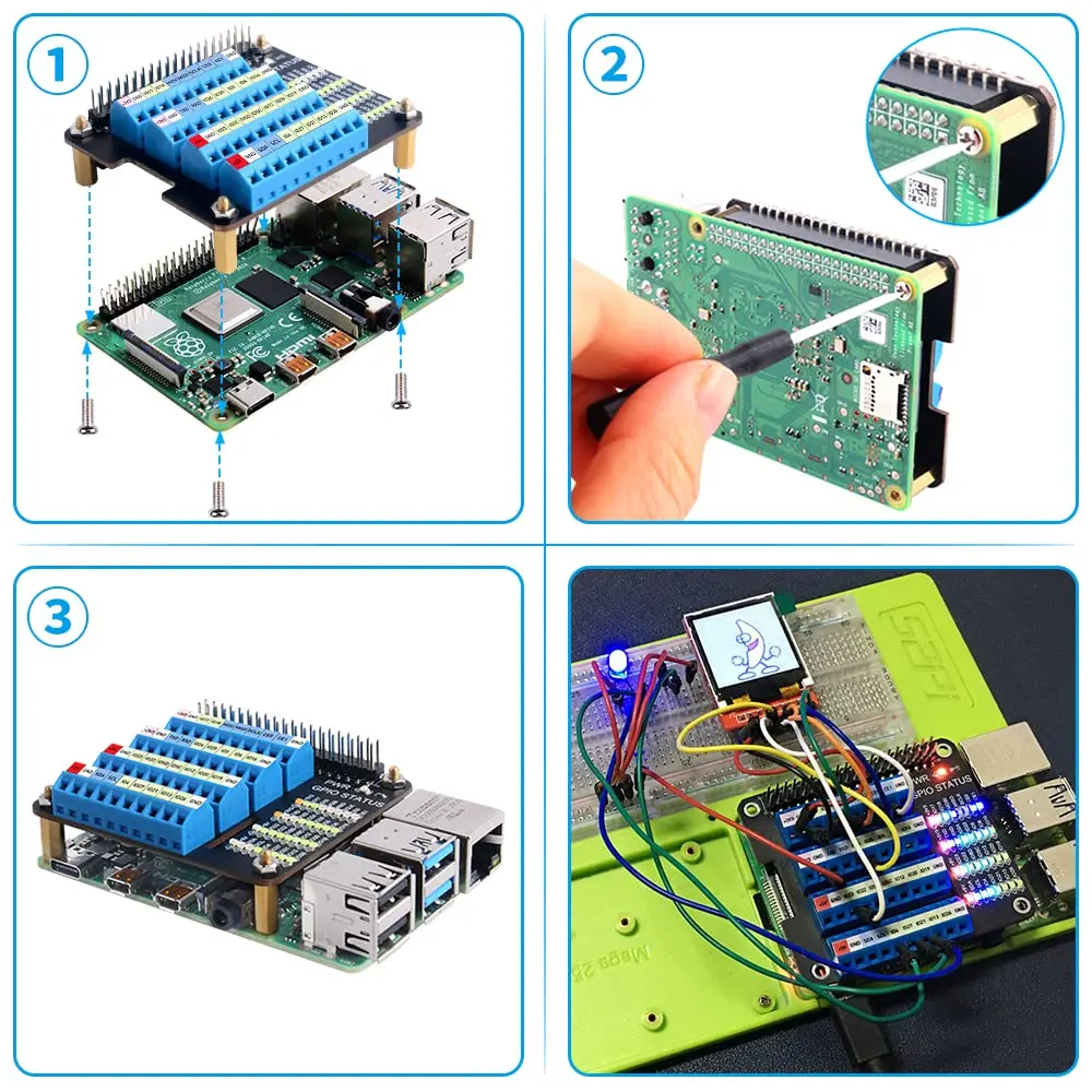 GeeekPi GPIO Screw Terminal Block Breakout Board HAT for Raspberry Pi | GPIO Expansion Module with Status LEDs - view 7