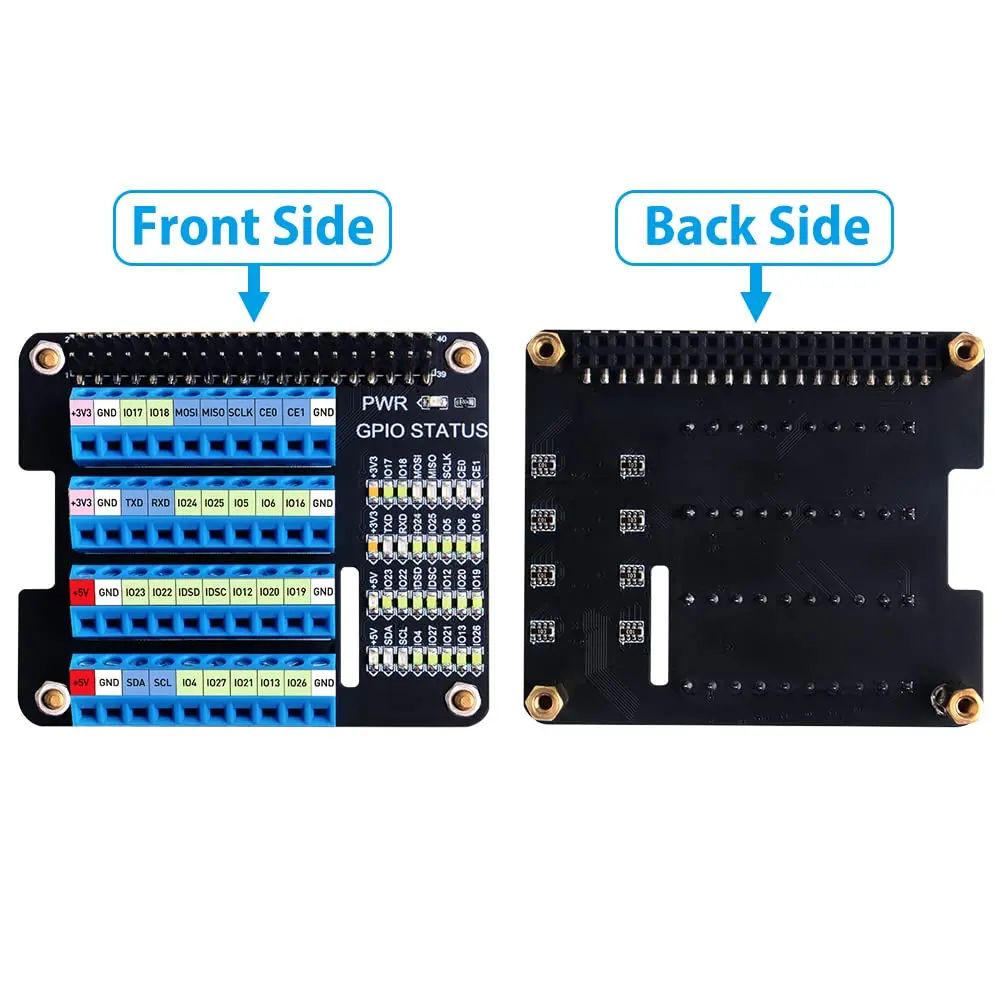 GeeekPi GPIO Screw Terminal Block Breakout Board HAT for Raspberry Pi | GPIO Expansion Module with Status LEDs - view 4