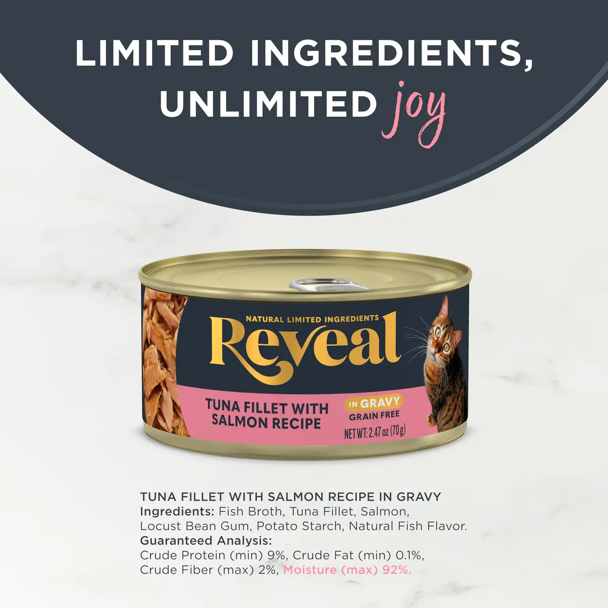 Reveal - Grain Free | Wet Canned Cat Food | 2.47oz (70g) x 24 | Natural, No Additives, Limited Ingredients - view 3