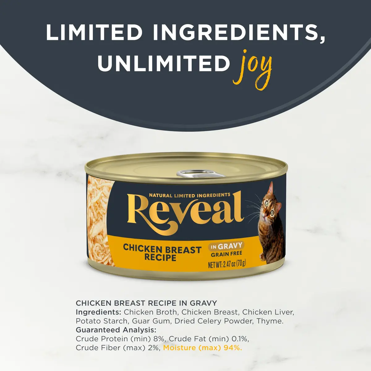 Reveal Chicken Breast in Gravy Wet Cat Food 24-Pack 2.47 oz Cans | Natural, Grain-Free, Limited Ingredient - view 3