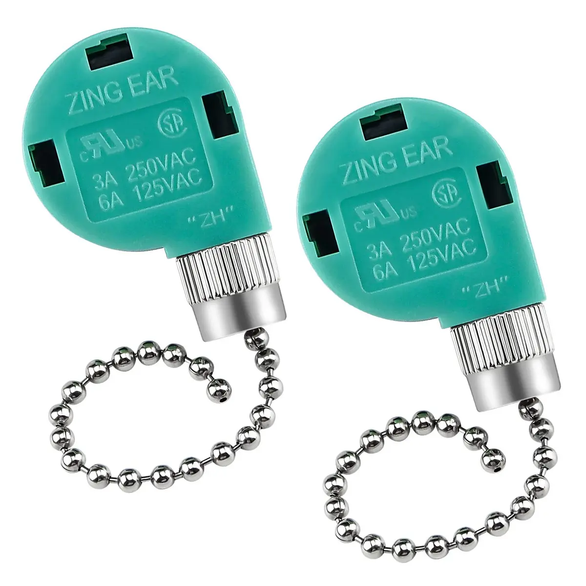 Cenipar ZE-268s6 Ceiling Fan Switch 2 Pack | 3-Speed 4-Wire Pull Chain for Fans & Lights - main product image