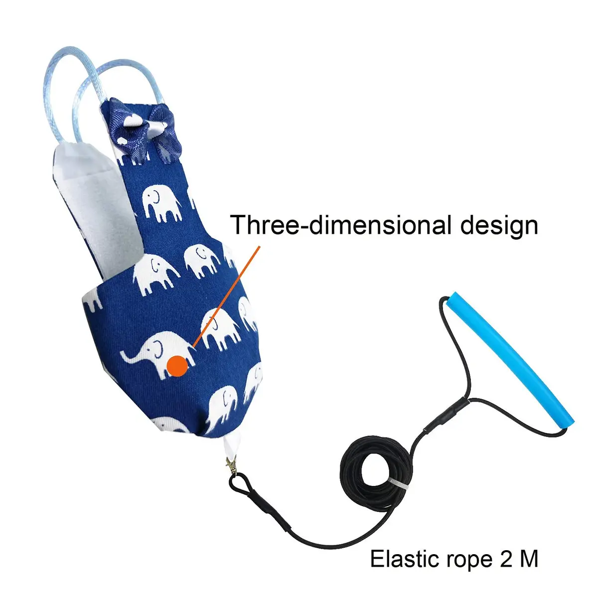VANFAVORI Bird Diaper Flight Suit with 80-inch Leash S Elephant | Bird Pet Diaper & Leash - view 2
