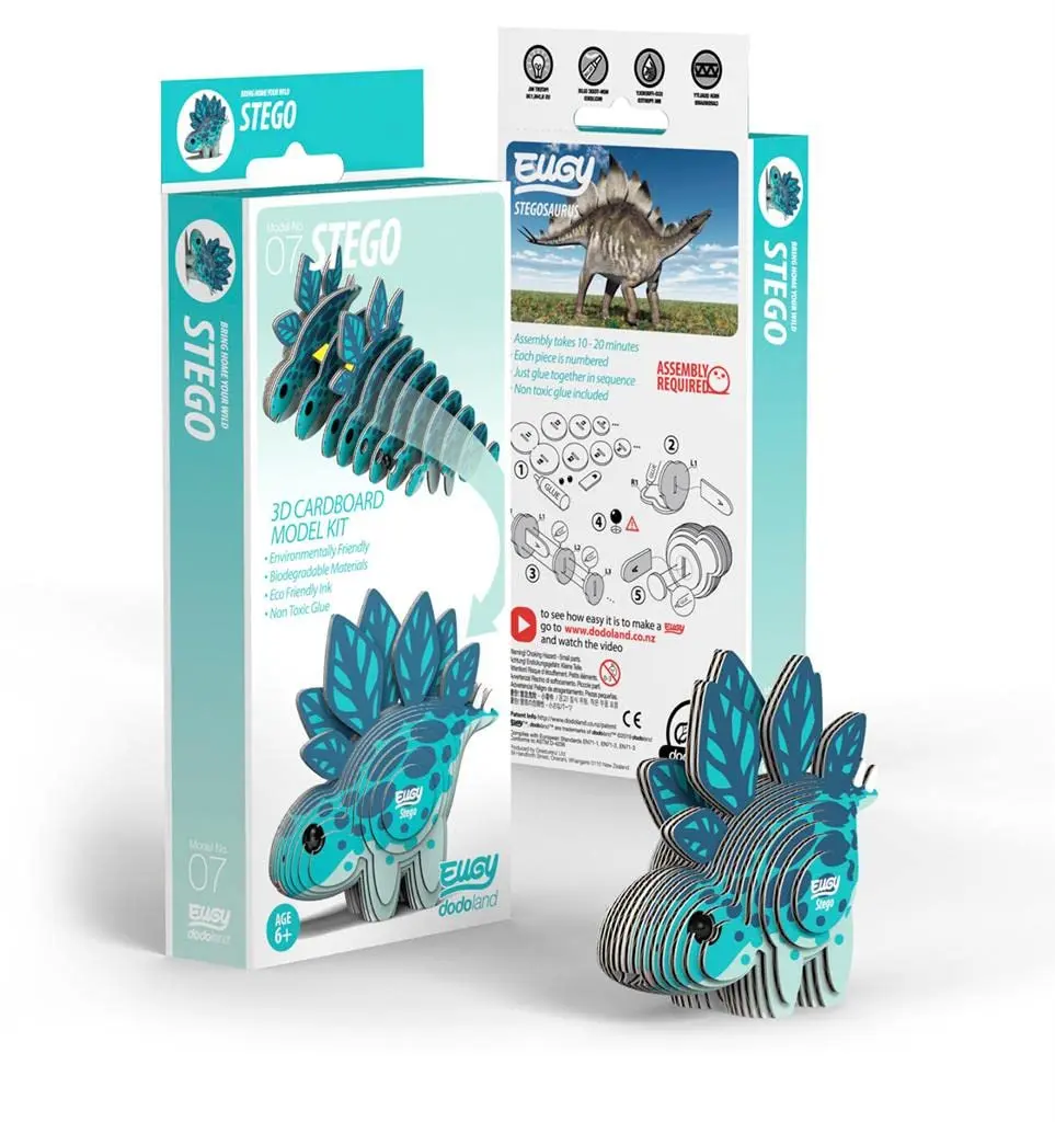 EUGY Stegosaurus 3D Puzzle 32 Piece | Fun Dinosaur Paper Craft Kit for Kids 6+ - view 2