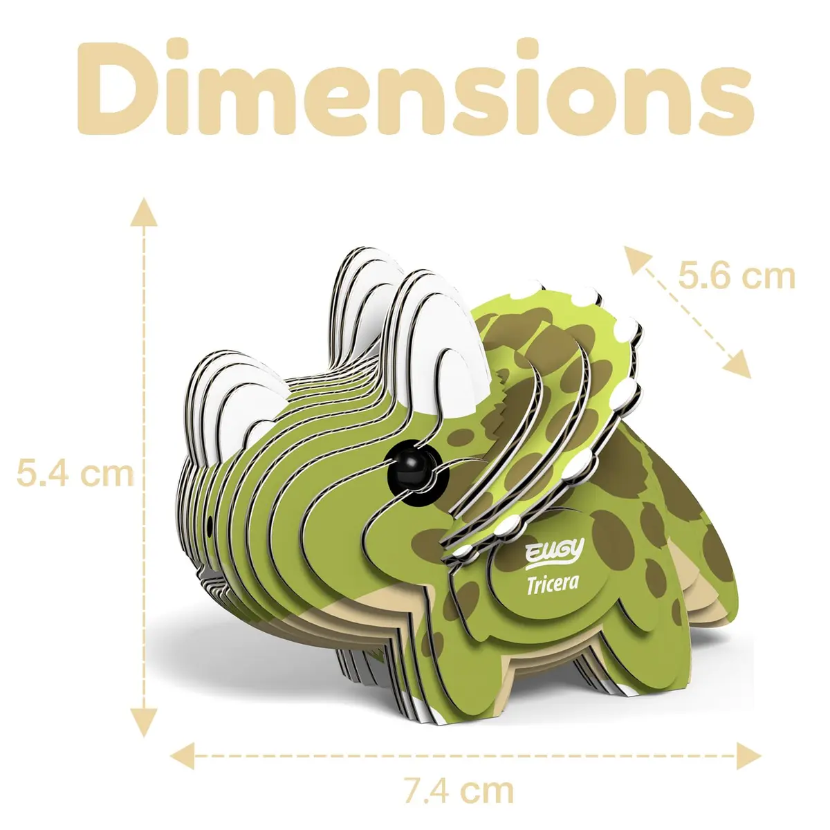 EUGY Triceratops 3D Puzzle 79mm L x 182mm H x 25mm W (28 Pieces) | Educational STEM Toy for Kids 6+ - view 3