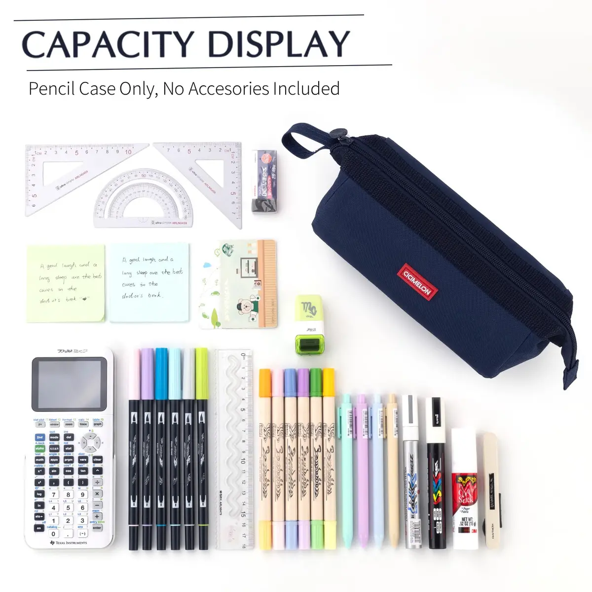 CICIMELON Large Capacity Pencil Case Navy | Organizes 30-50 Pens & Gadgets, Durable Canvas - view 5