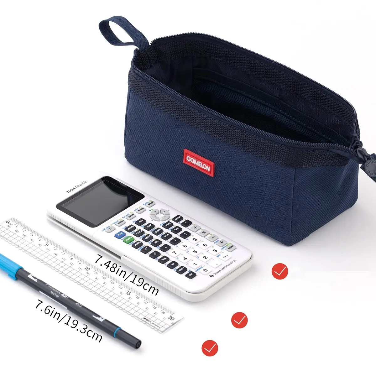 CICIMELON Large Capacity Pencil Case Navy | Organizes 30-50 Pens & Gadgets, Durable Canvas - view 4