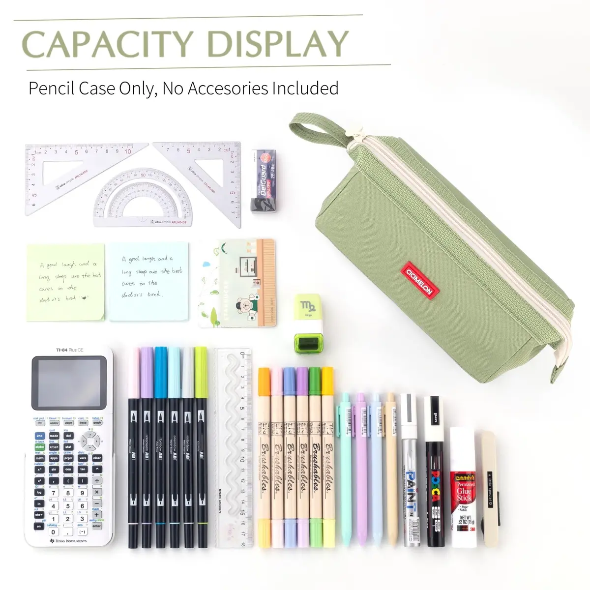 CICIMELON Large Capacity Pencil Case Pouch for School & Office | Organize 30-50 Pens & Gadgets (Green) - view 6