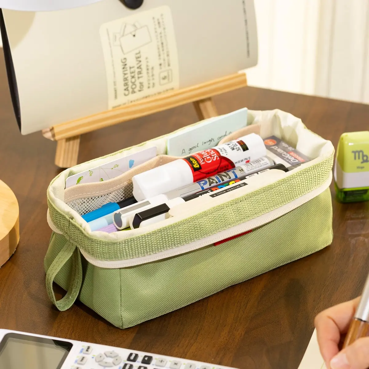 CICIMELON Large Capacity Pencil Case Pouch for School & Office | Organize 30-50 Pens & Gadgets (Green) - view 2
