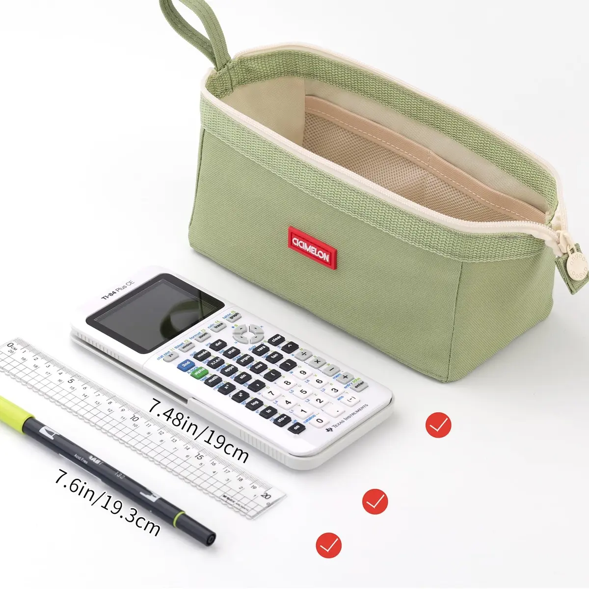 CICIMELON Large Capacity Pencil Case Pouch for School & Office | Organize 30-50 Pens & Gadgets (Green) - view 3