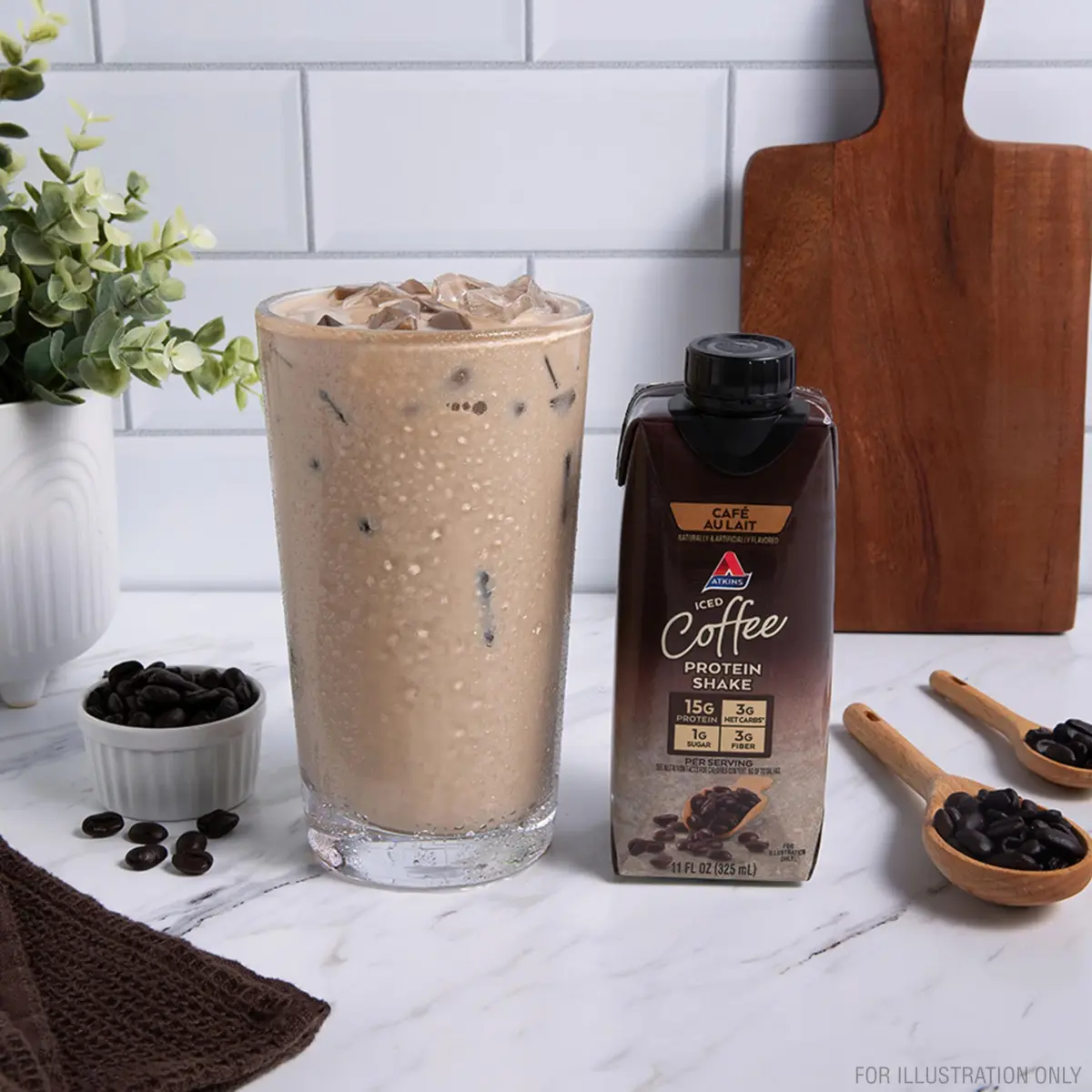 Atkins Café au Lait Iced Coffee Protein Shake 15g Protein, 3g Net Carb, 12 Count | Keto Friendly, Gluten Free - view 4
