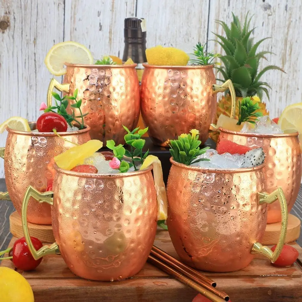 LINALL Moscow Mule Copper Mugs Set of 6 | 18oz Copper Plated Stainless Steel Drinkware - view 5