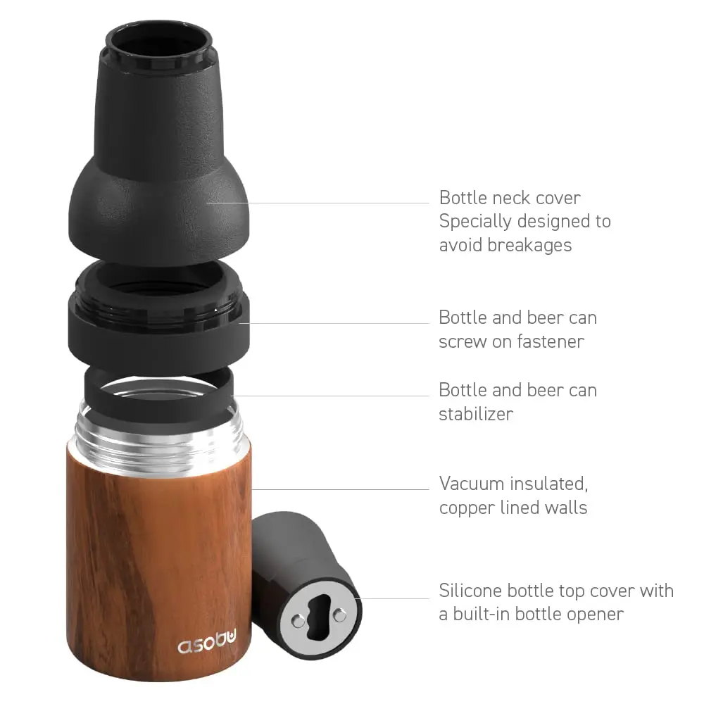 Asobu Frosty Beer Holder 2 Go Vacuum Insulated Stainless Steel Beer Can and Bottle Cooler with Built-in Opener, 16oz (473ml) | Keeps Drinks Cold Up to 12 Hours - view 6