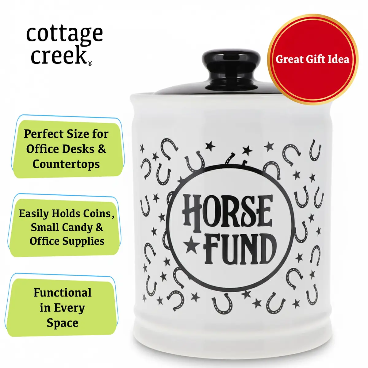 Cottage Creek Horse Fund Piggy Bank 6in Ceramic Money Jar | Equestrian Gift for Horse Lovers - view 8