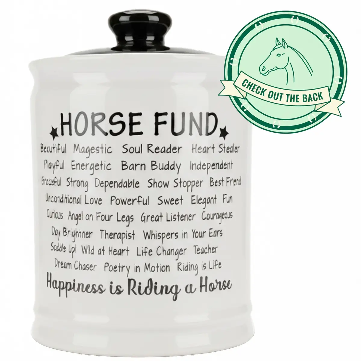 Cottage Creek Horse Fund Piggy Bank 6in Ceramic Money Jar | Equestrian Gift for Horse Lovers - view 2