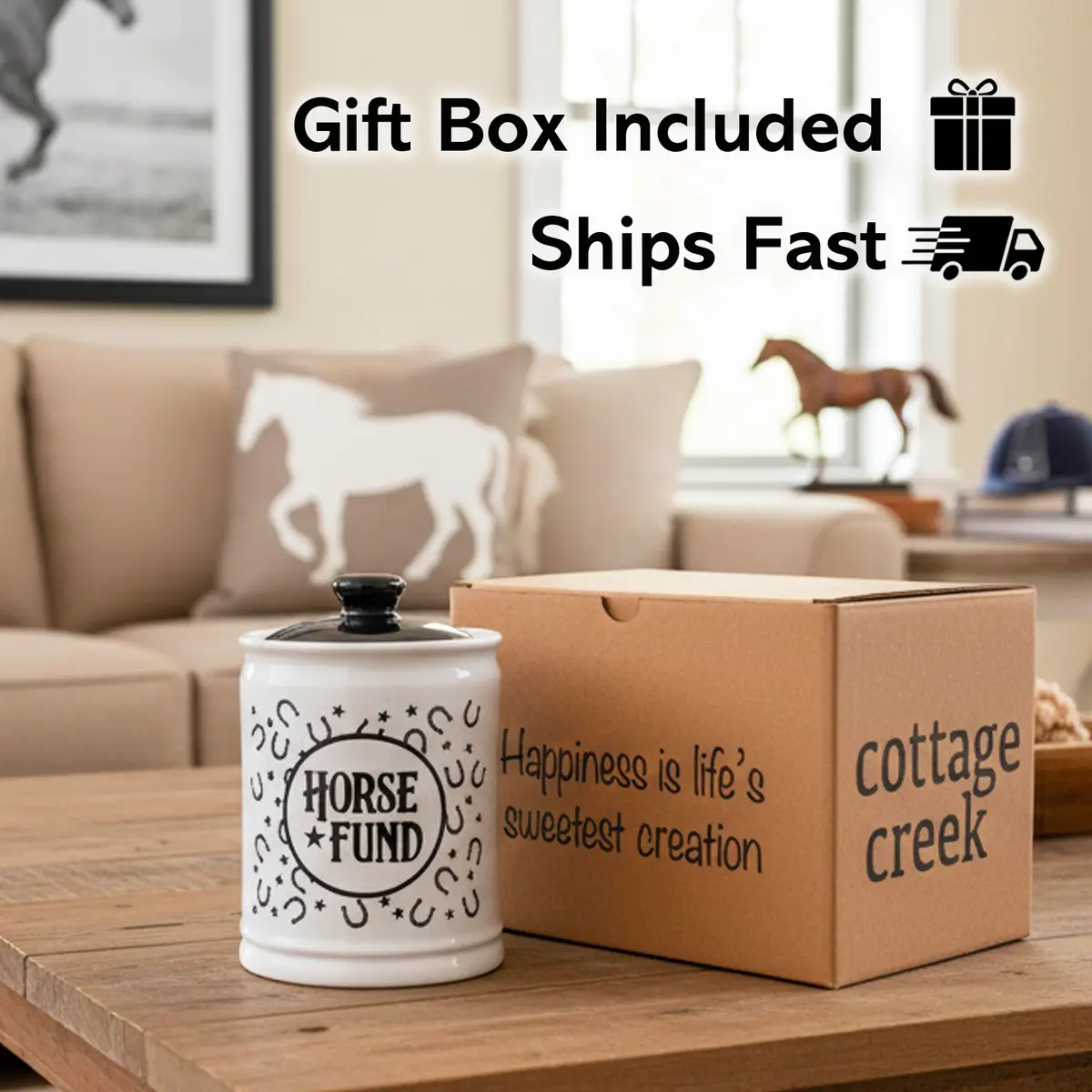 Cottage Creek Horse Fund Piggy Bank 6in Ceramic Money Jar | Equestrian Gift for Horse Lovers - view 3