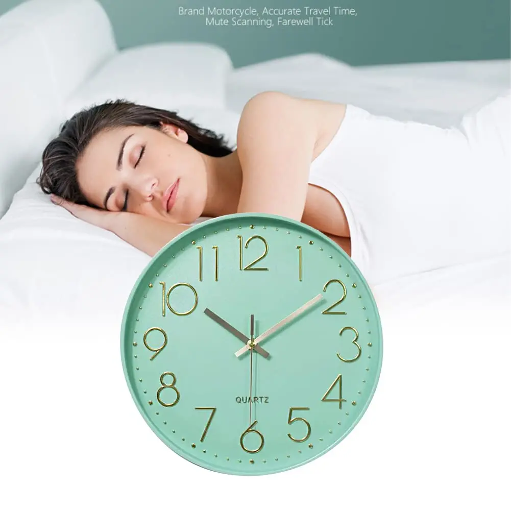 YTAONS 12 in Wall Clock Non-Ticking Quartz Silent Battery Operated Round Clocks (Mint Green) | Modern Home Decor - view 2
