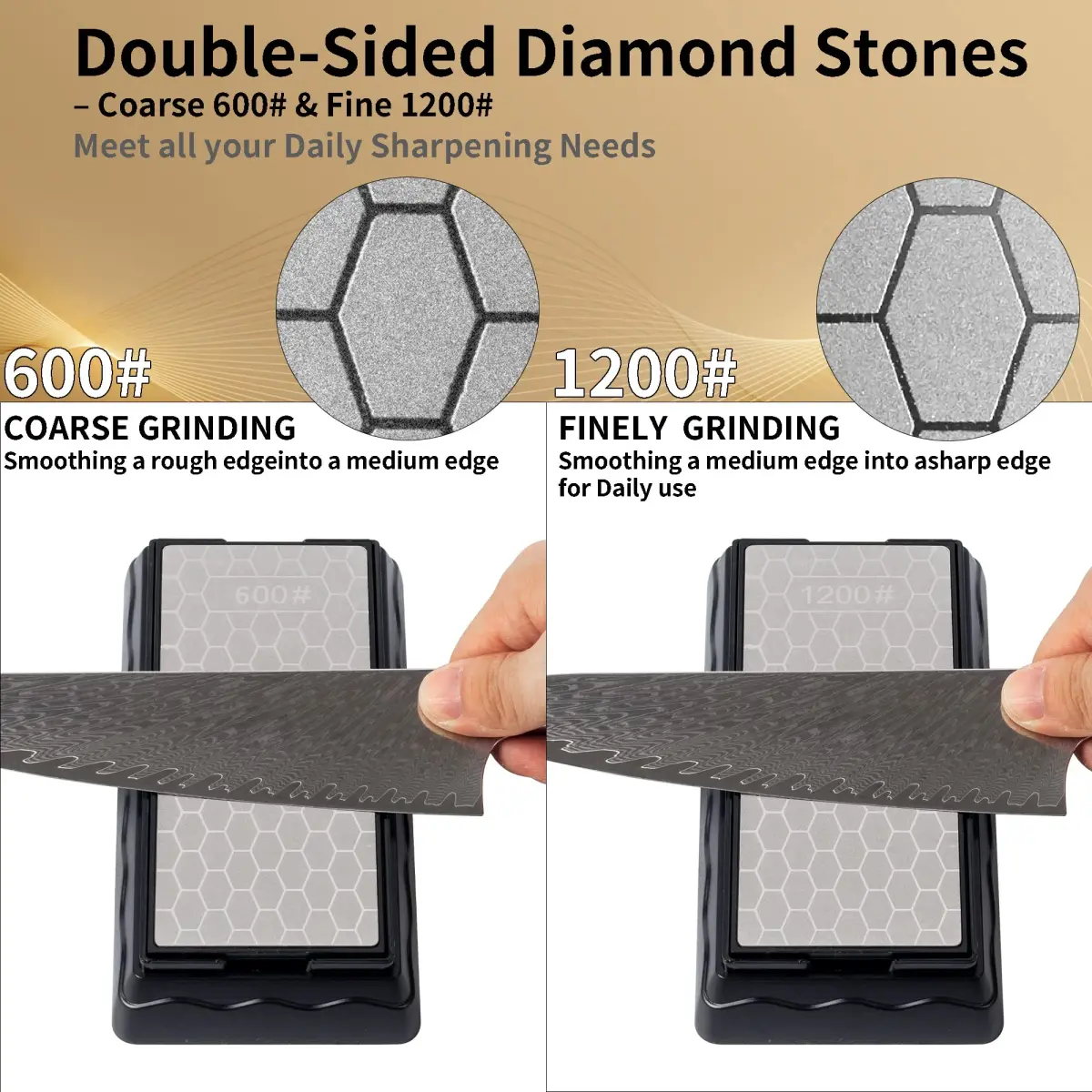 CWOVRS Diamond Sharpening Plate 18cm (7") Double-Sided 600/1200 Grit with Non-Slip Base - view 2