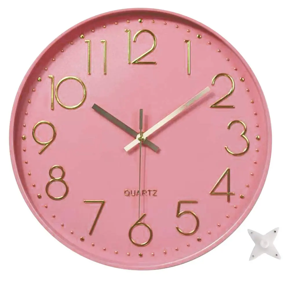 YTAONS 12 in Wall Clock Non-Ticking Quartz Silent Battery Operated Round Clocks (Pink-Rose) | Modern Silent Decor - main product image