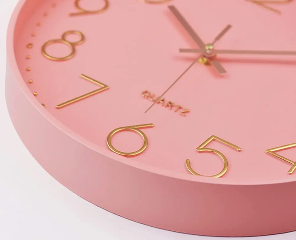 YTAONS 12 in Wall Clock Non-Ticking Quartz Silent Battery Operated Round Clocks (Pink-Rose) | Modern Silent Decor - view 2