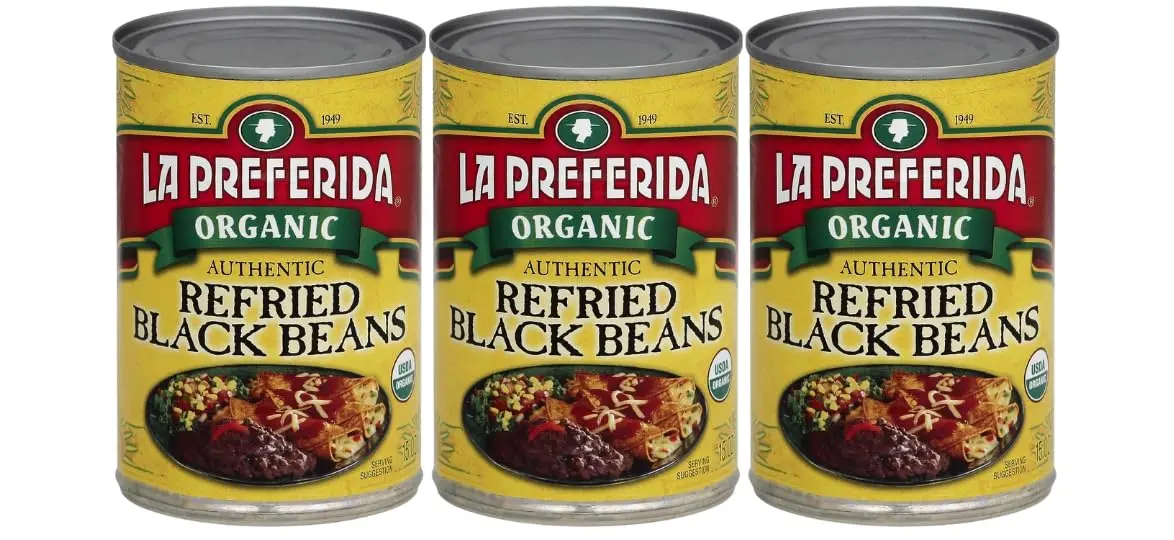 LA PREFERIDA Bean Refried Black Organic 15 oz | Vegan, Kosher, Fat-Free - main product image