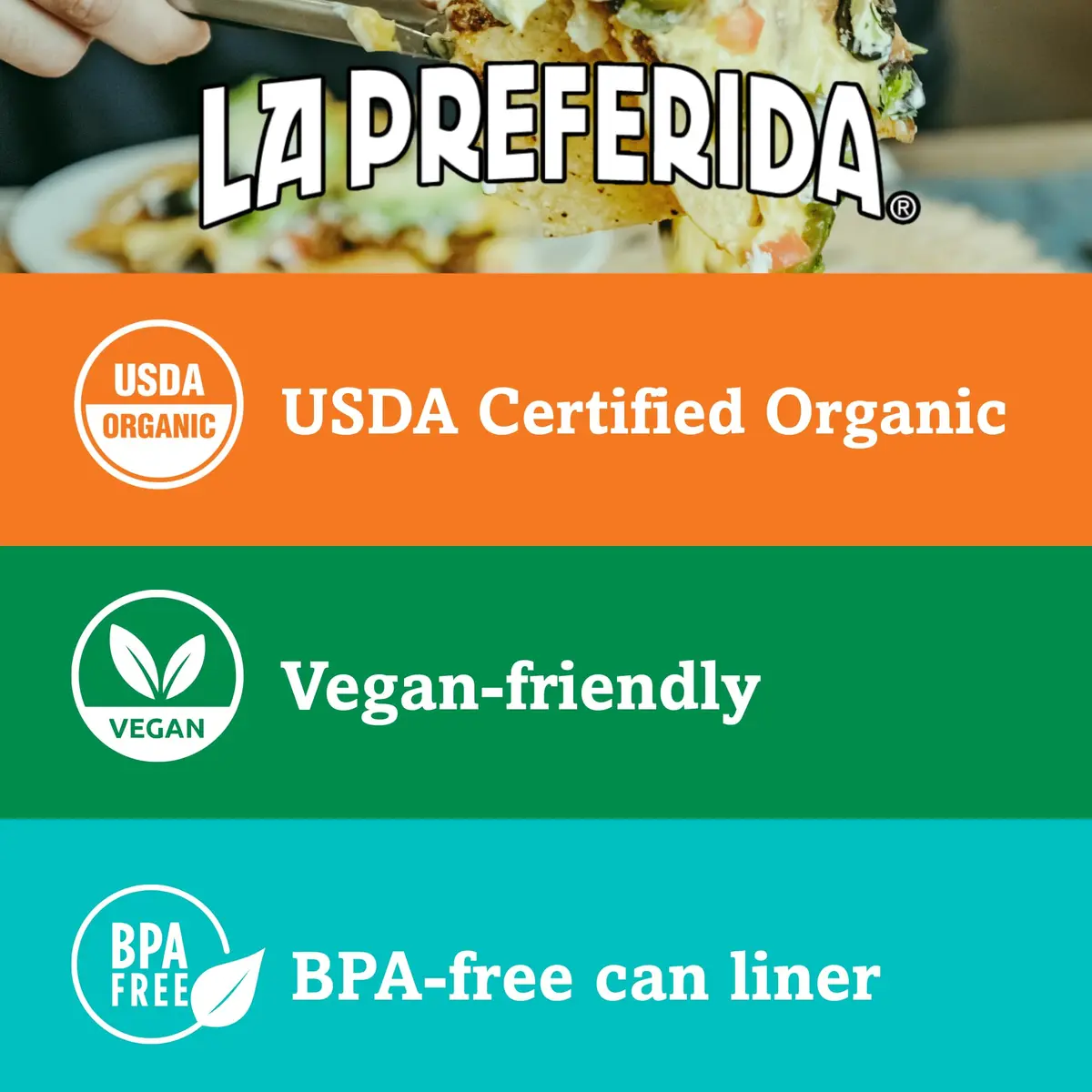 LA PREFERIDA Bean Refried Black Organic 15 oz | Vegan, Kosher, Fat-Free - view 6