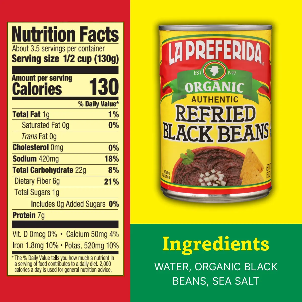 LA PREFERIDA Bean Refried Black Organic 15 oz | Vegan, Kosher, Fat-Free - view 3