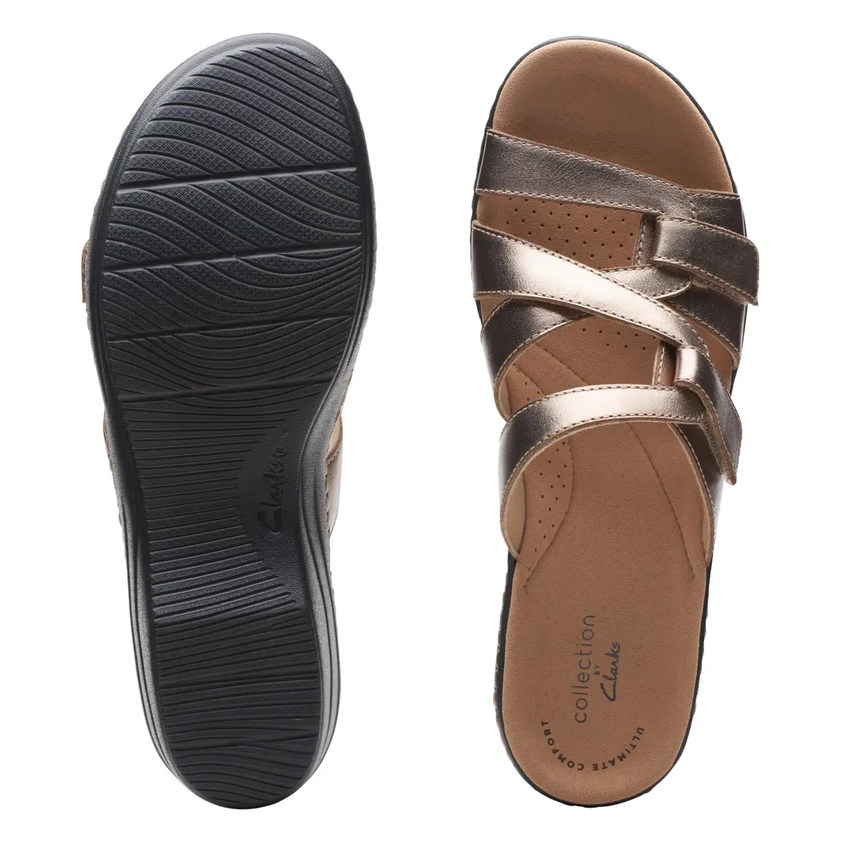Clarks Collection Merliah Karli Wedge Sandal Metallic Leather 2 inch (50mm) | Metallic Leather Strappy Wedge Sandal - view 10