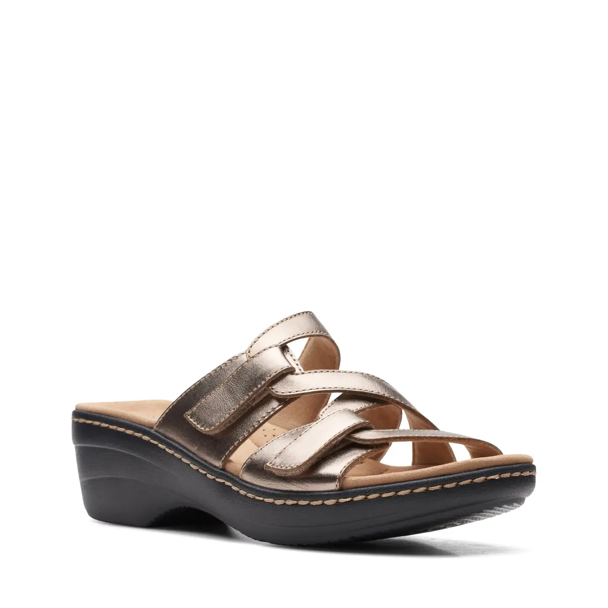 Clarks Collection Merliah Karli Wedge Sandal Metallic Leather 2 inch (50mm) | Metallic Leather Strappy Wedge Sandal - view 5